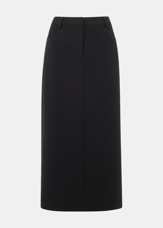 Black Abigail Tailored Midi Skirt